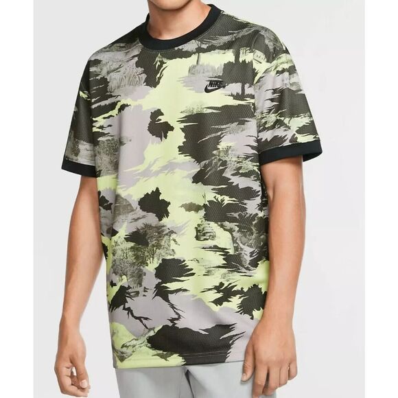 Nike CU4218-701 Men's Sz XL Black/Yellow Camo S/S Loose Fit Hype Hike Shirt - Picture 10 of 11